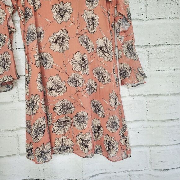 HD In Paris Bell Sleeve Mini Floral Pink Dress Womens Small Petite - Picture 2 of 12
